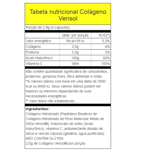 COLÁGENO HIDROLISADO VERISOL + ACIDO HIALURONICO & VIT C 120 CAPS