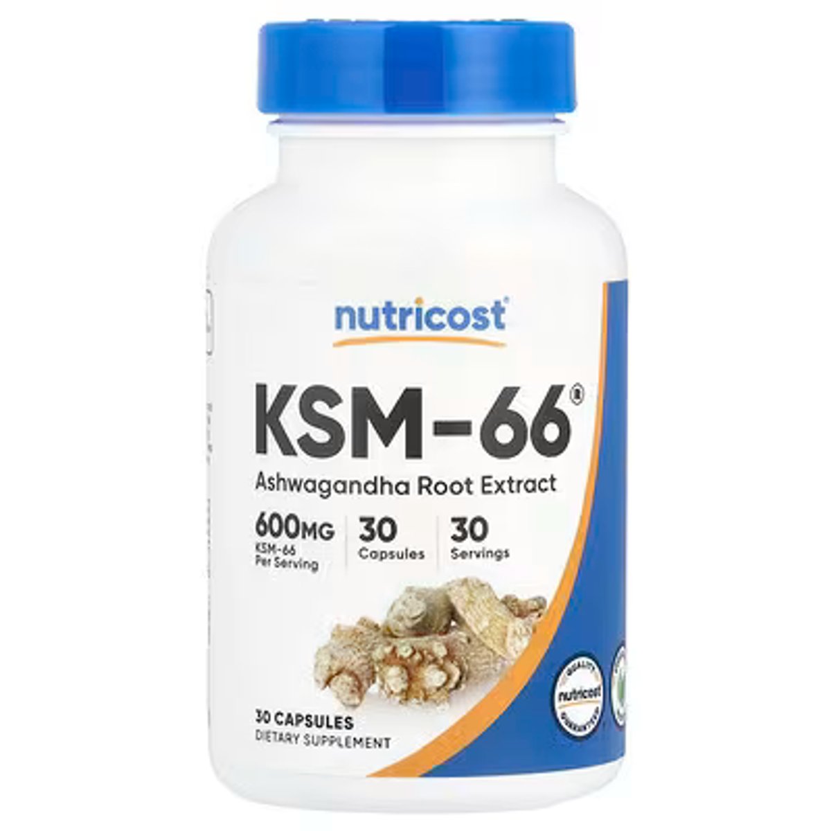 KSM 66 ASHWAGANDA ROOT EXTRACT 600MG X 30 CAPS - NUTRICOST