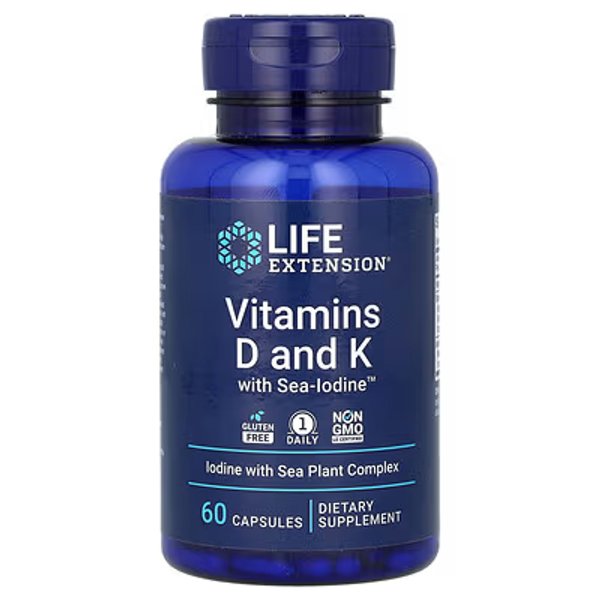 VITAMINS D & K x 60 CAPS - LIFE EXTENSION