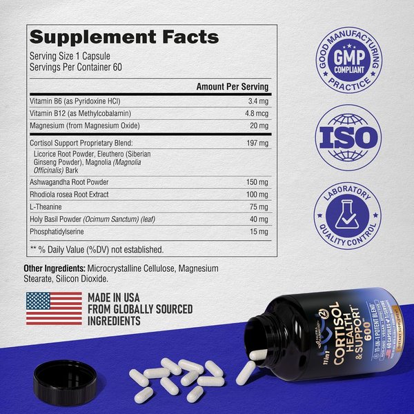 CORTISOL HEALTH & SUPPORT 600MG X 60 CAPS - NUTRA HARMONY