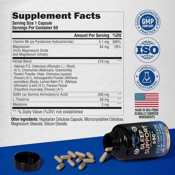 SLEEP SUPPORT 550MG X 60 CAPS - SUEÑO PROFUNDO