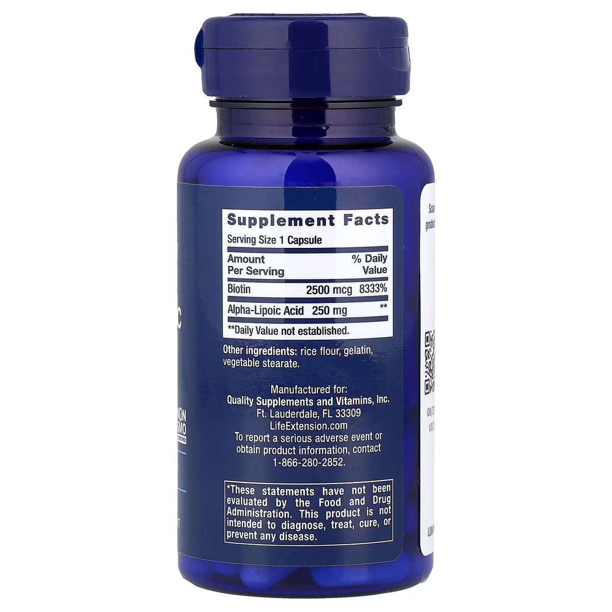 ALPHA LIPOIC ACID CON BIOTINA X 60 CAPS - LIFE EXTENSION - 2