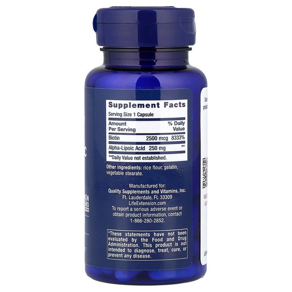 ALPHA LIPOIC ACID CON BIOTINA X 60 CAPS - LIFE EXTENSION