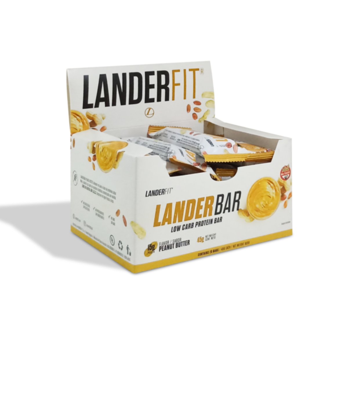 Barritas Landerbar Manteca de Maní Low Carb – Caja x 20 unidades