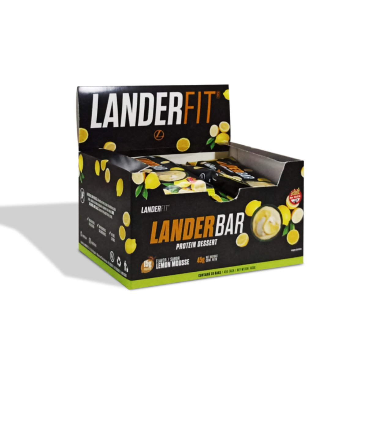 Barritas  Protein Dessert LEMON MOUSSE Landerfit – Caja x 20 unidades