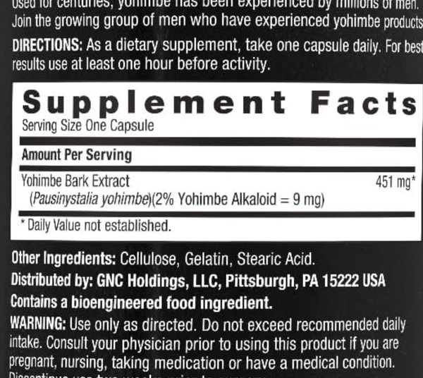 YOHIMBINE GNC 60 CAPS