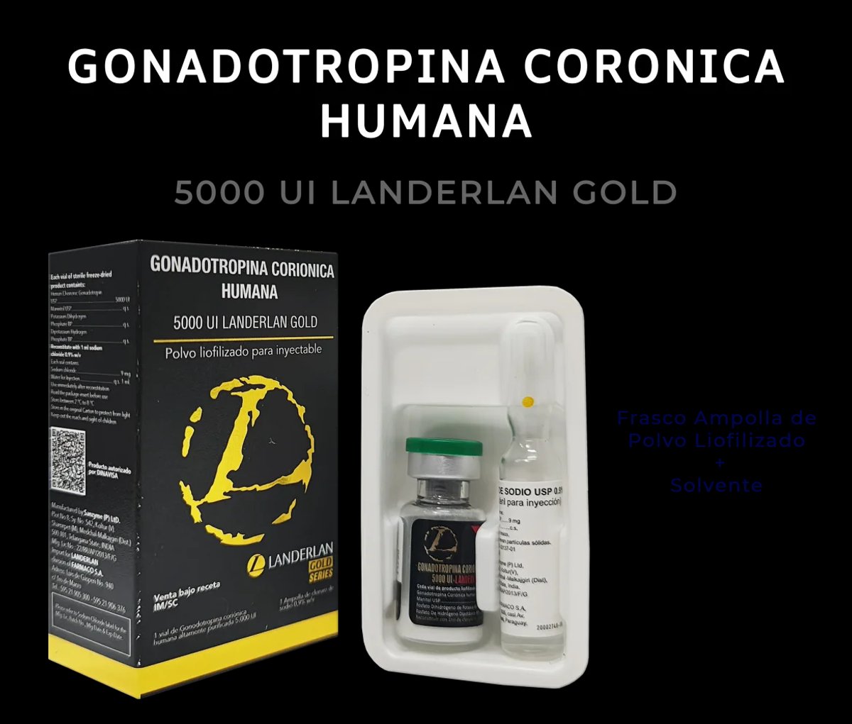 HCG - GONADOTROPINA CORONICA HUMANA 5000 UI  - LANDERLAN GOLD - 2