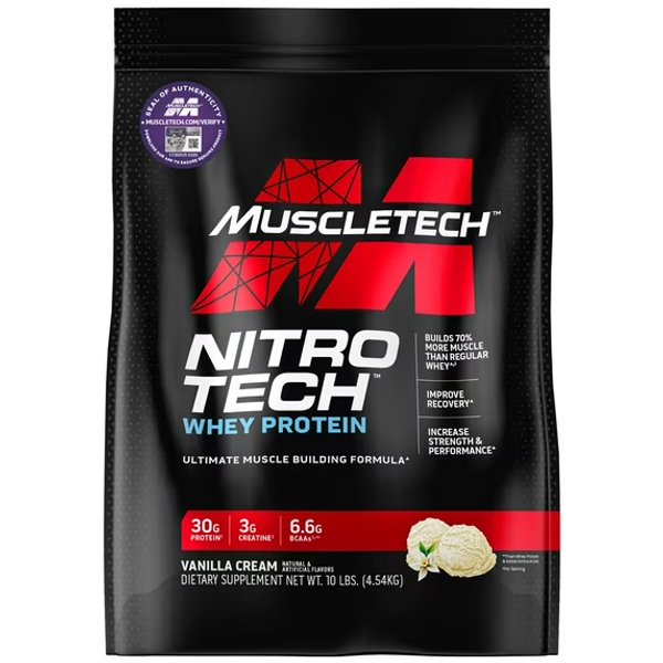 NITRO TECH + CREATINA 10LBS MUSCLETECH 132 SERVICIOS