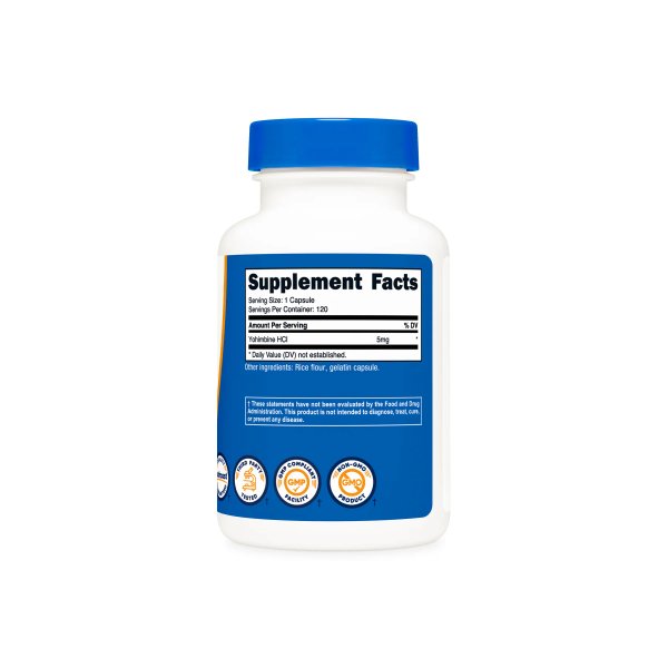YOHIMBINE HCI 5MG X 120 CAPS - NUTRICOST
