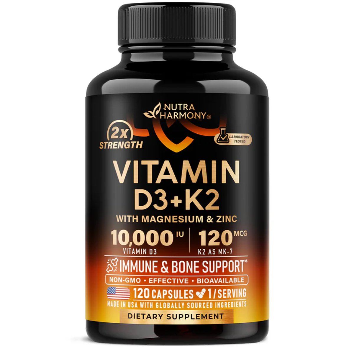 VITAMINA D3 & K2 10.000UI X 120 CAPS - NUTRA HARMONY