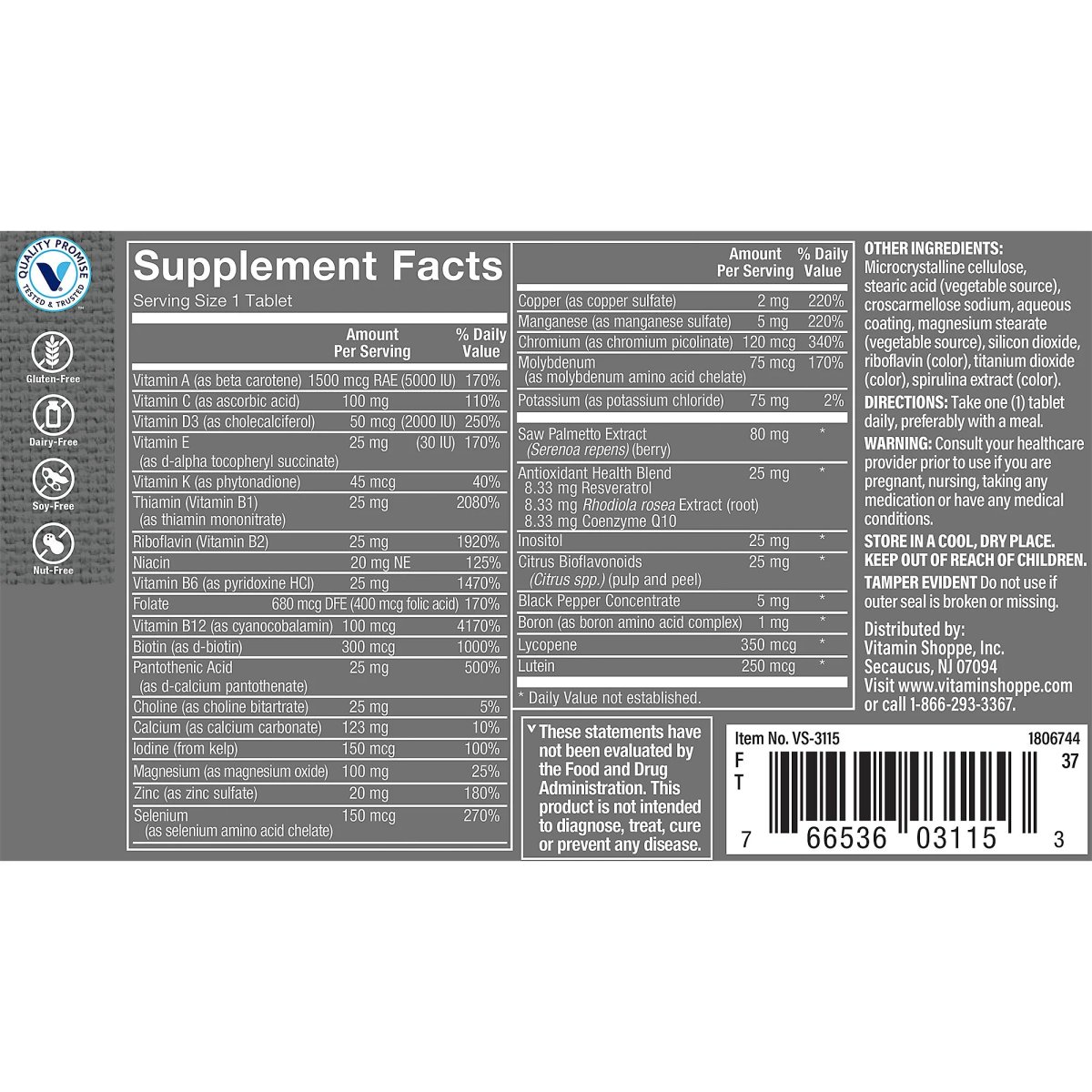 ONE DAILY MEN'S VITAMIN SHOPP