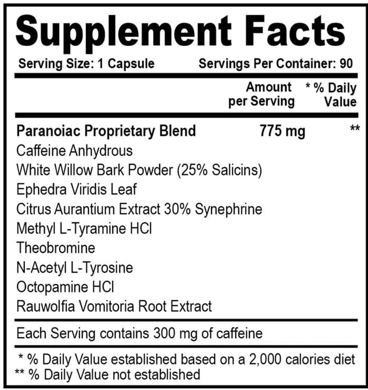 PARANOIAC 90 CAPS TERROR LABZ