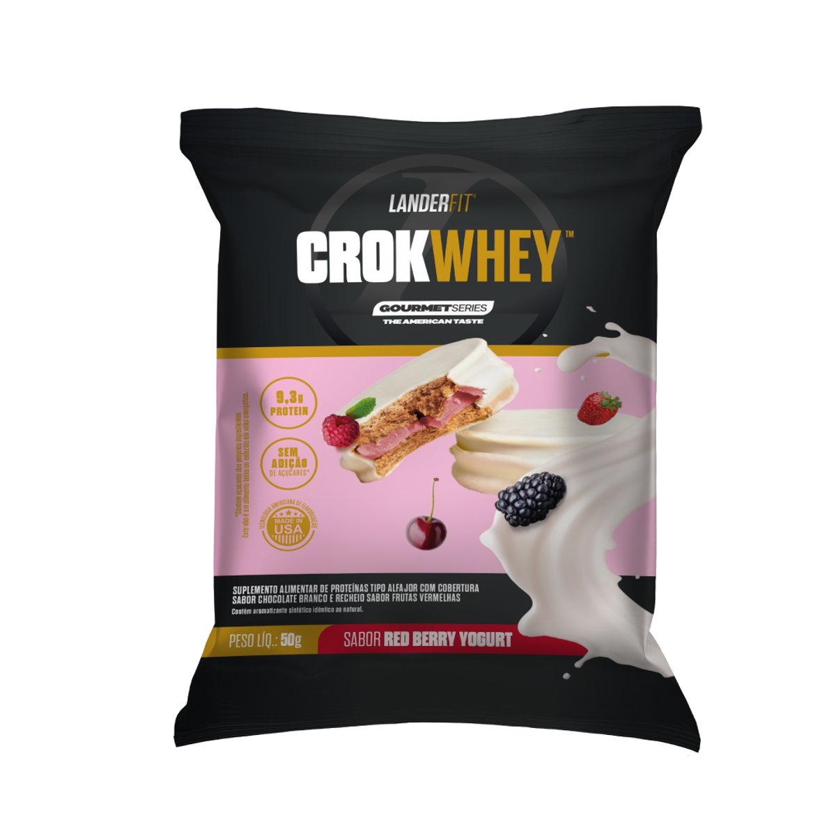 CrokWhey LanderFit Red Berry Yogurt – Caja x 10 unidades