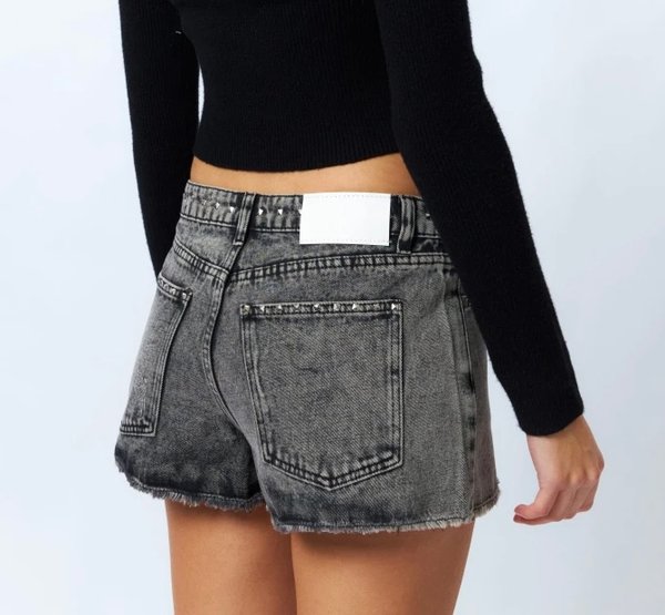 Short rock tiro bajo gris S Y M