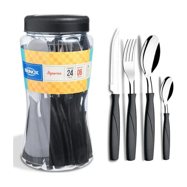 Jgo. De Cubiertos BRINOX Itaparica 24 pzas Negro.