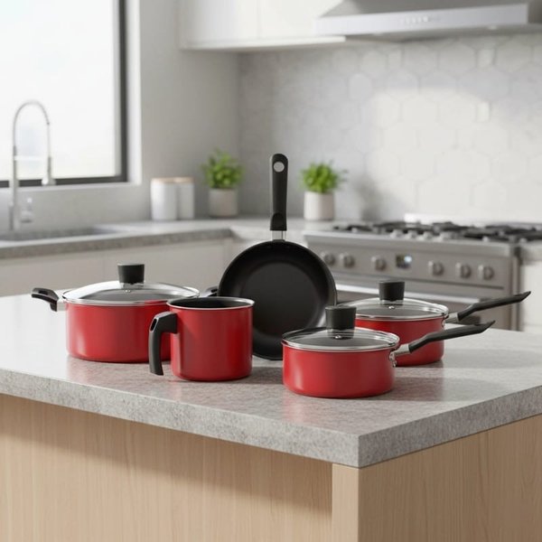 Juego de Ollas BRINOX NATURALLE CERAMIC AAD. 5 PZAS ROJO