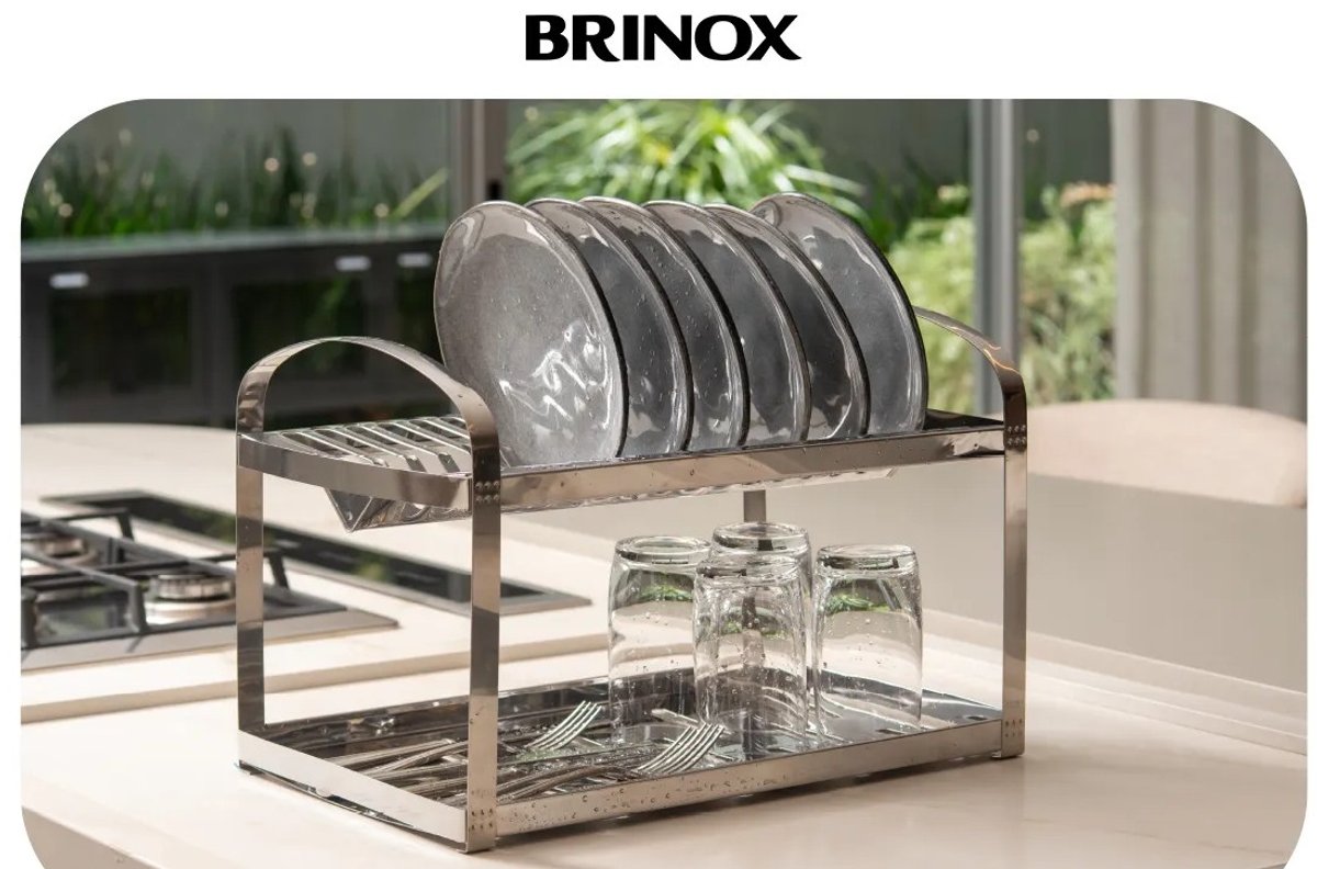 Escurridor de Platos BRINOX SUPREMA P/ 16 PLATOS ACERO INOX.