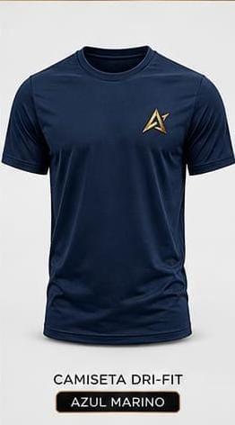 Remera azul marino con diseño dorado en el pecho
