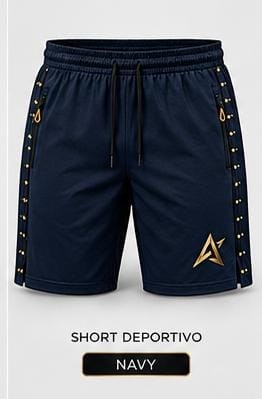 Short deportivo azul marino con detalles laterales