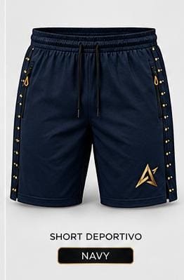 Short deportivo azul marino con detalles laterales