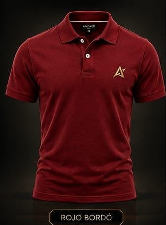 Remera polo rojo bordó, blanco, negro y azul marino con diseño en el pecho