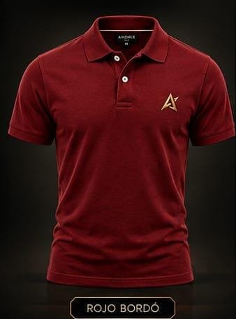 Remera polo rojo bordó, blanco, negro y azul marino con diseño en el pecho