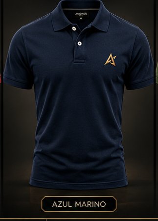 Remera azul marino con logo ANDHER