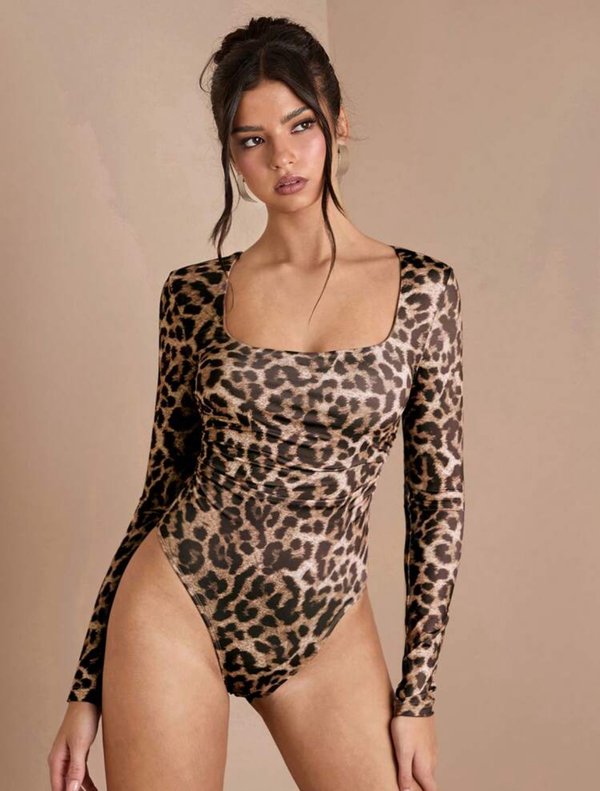 Body de cuello redondo con estampado