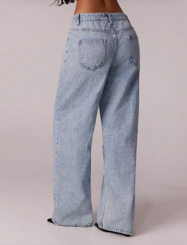 Jeans wide leg tiro medio 