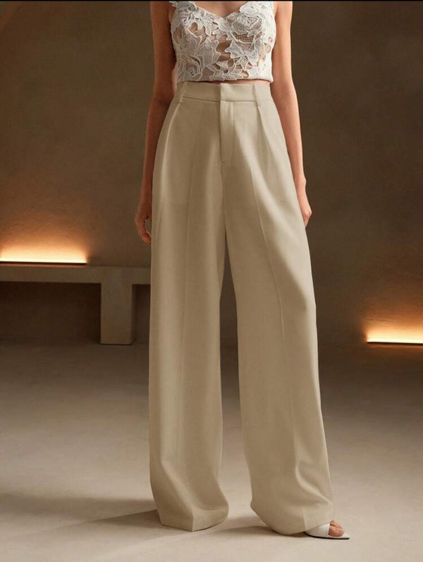 Palazo recto minimalista beige
