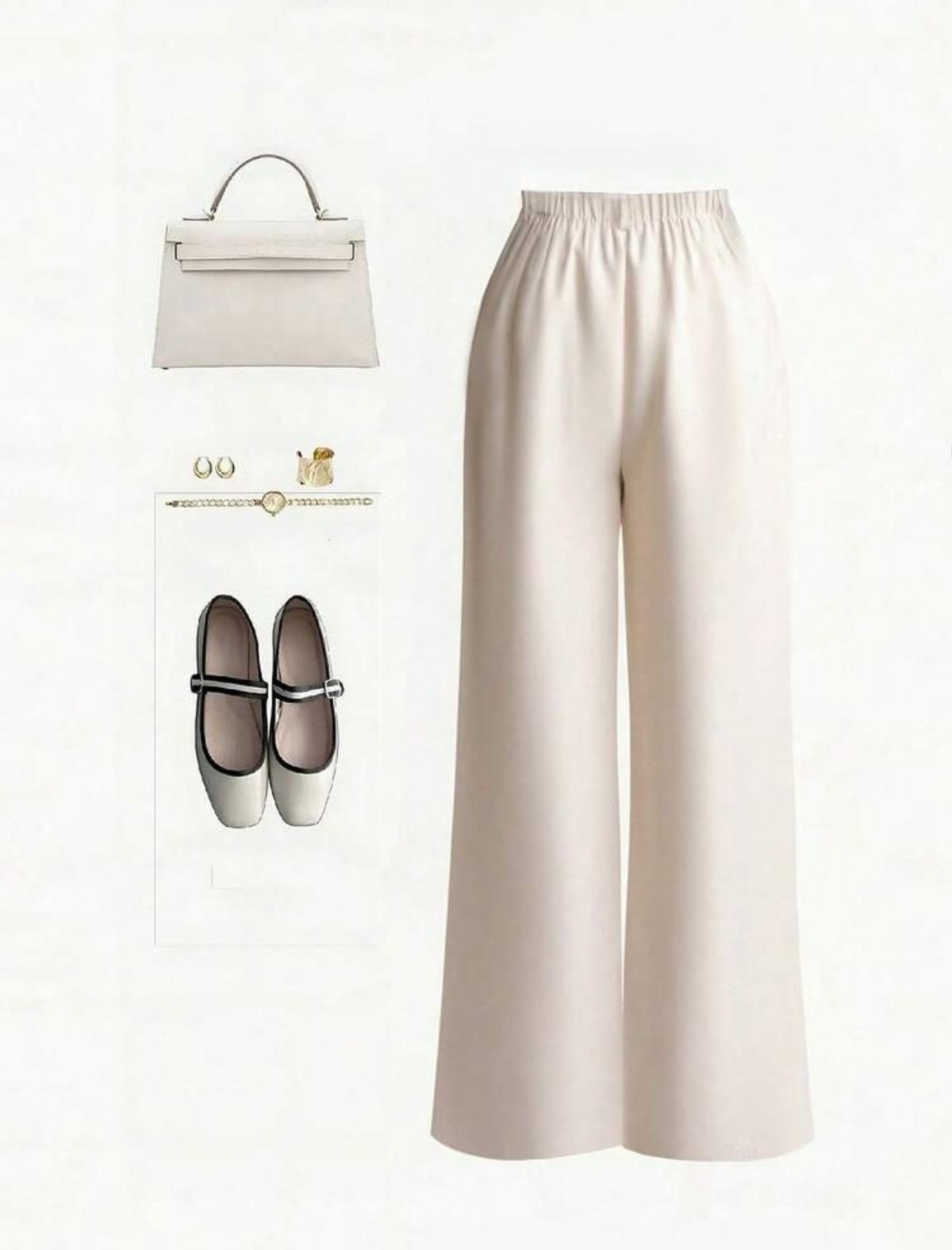 Palazo recto minimalista beige - 2