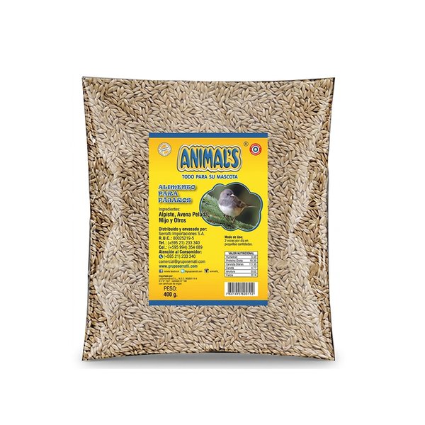 Alimento P/Aves Mijo/Lino Mezcla 400g ANIMALS