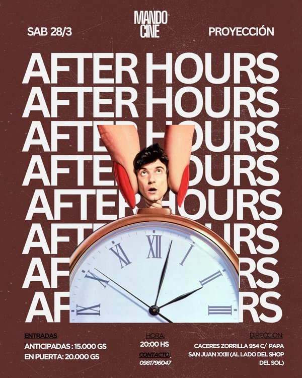 Entradas Proyección After Hours Mando Cine