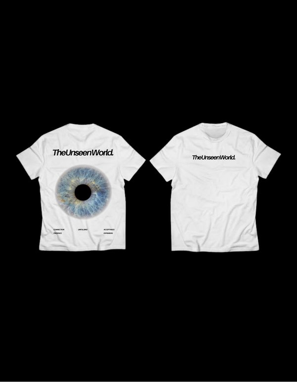 Remera Blanca Merch Oficial The Unseen World Aldo Benitez 