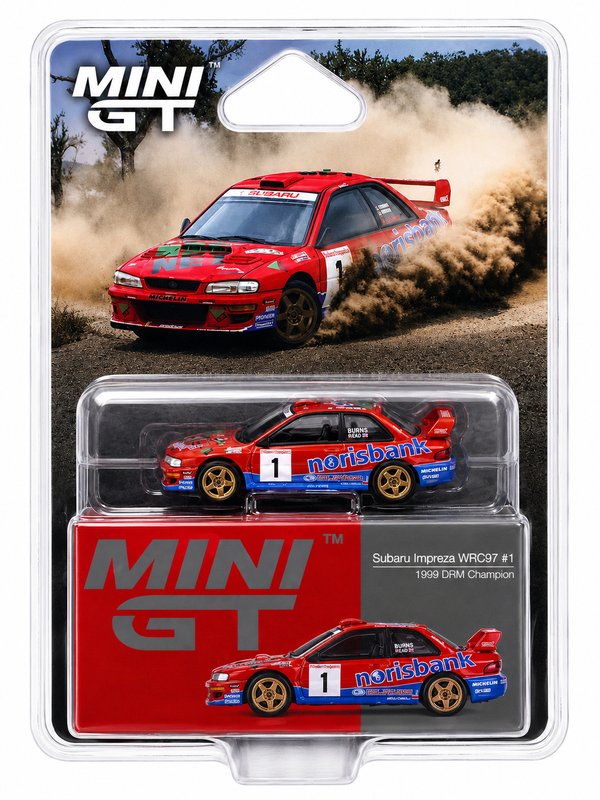 MINI GT SUBARU IMPRESA WRC97 #1 1999 DRM CHAMPION 