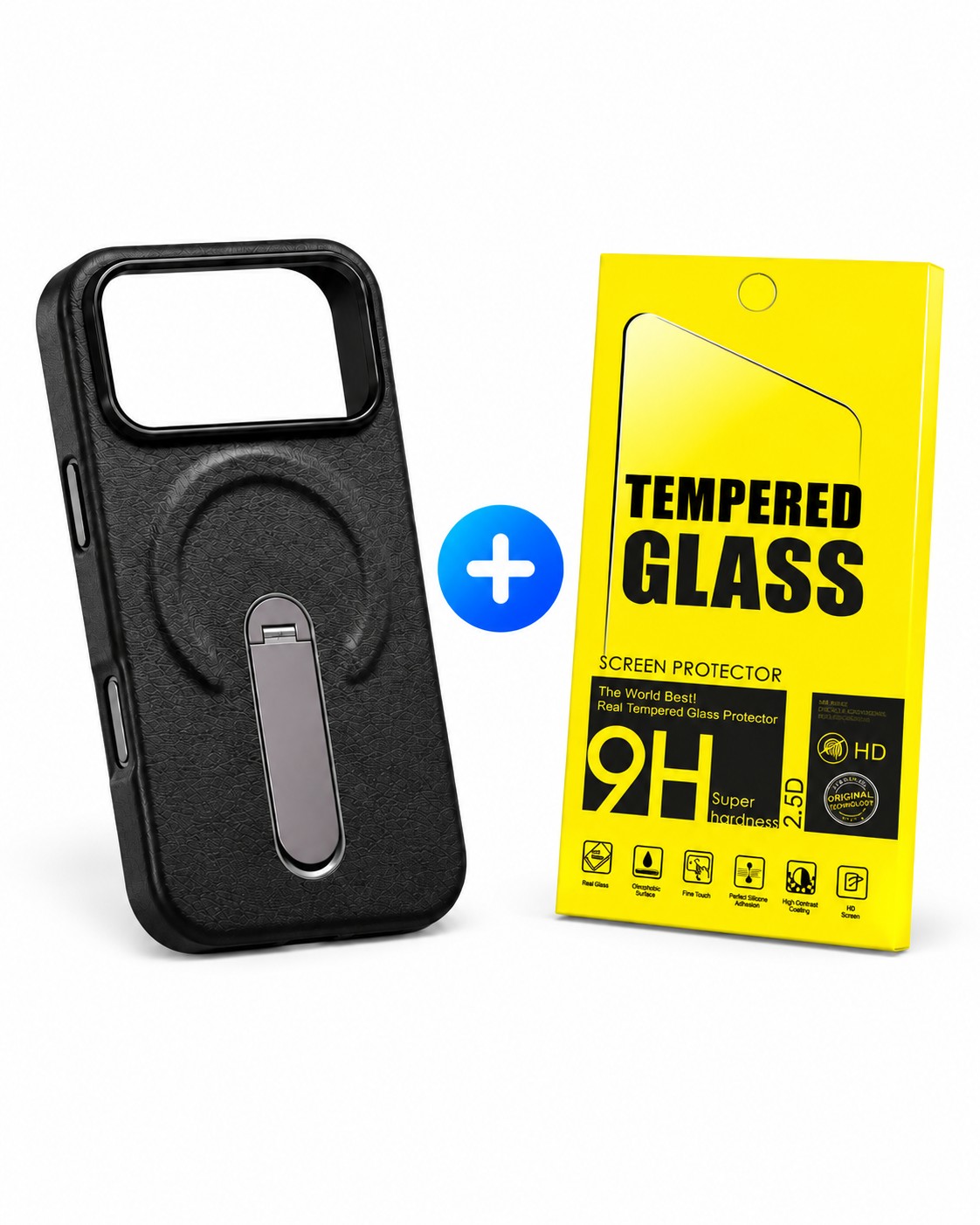 Funda cuero PU + vidrio templado para Iphone