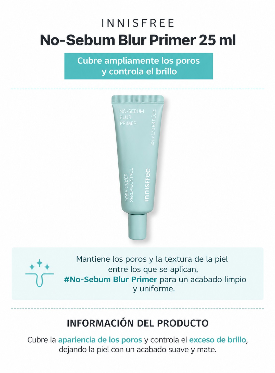 INNISFREE – No-Sebum Blur Primer 25ml - 2