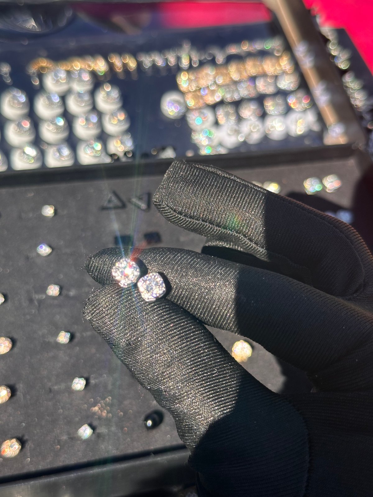 Aros cuadrado con mini diamante  - 2