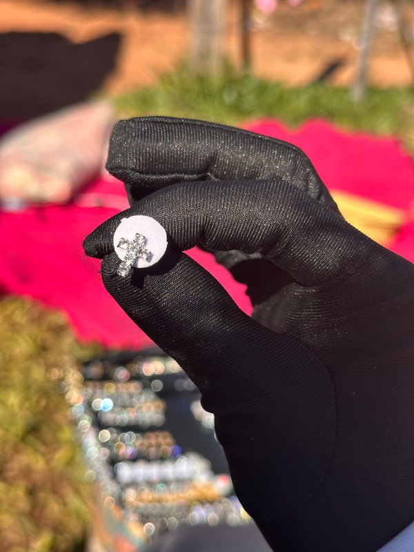 Top de aro diseño cruz de plata 
