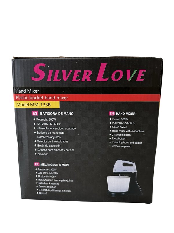 Batidora Silver Love con Bowl de Acero Inoxidable – 300W