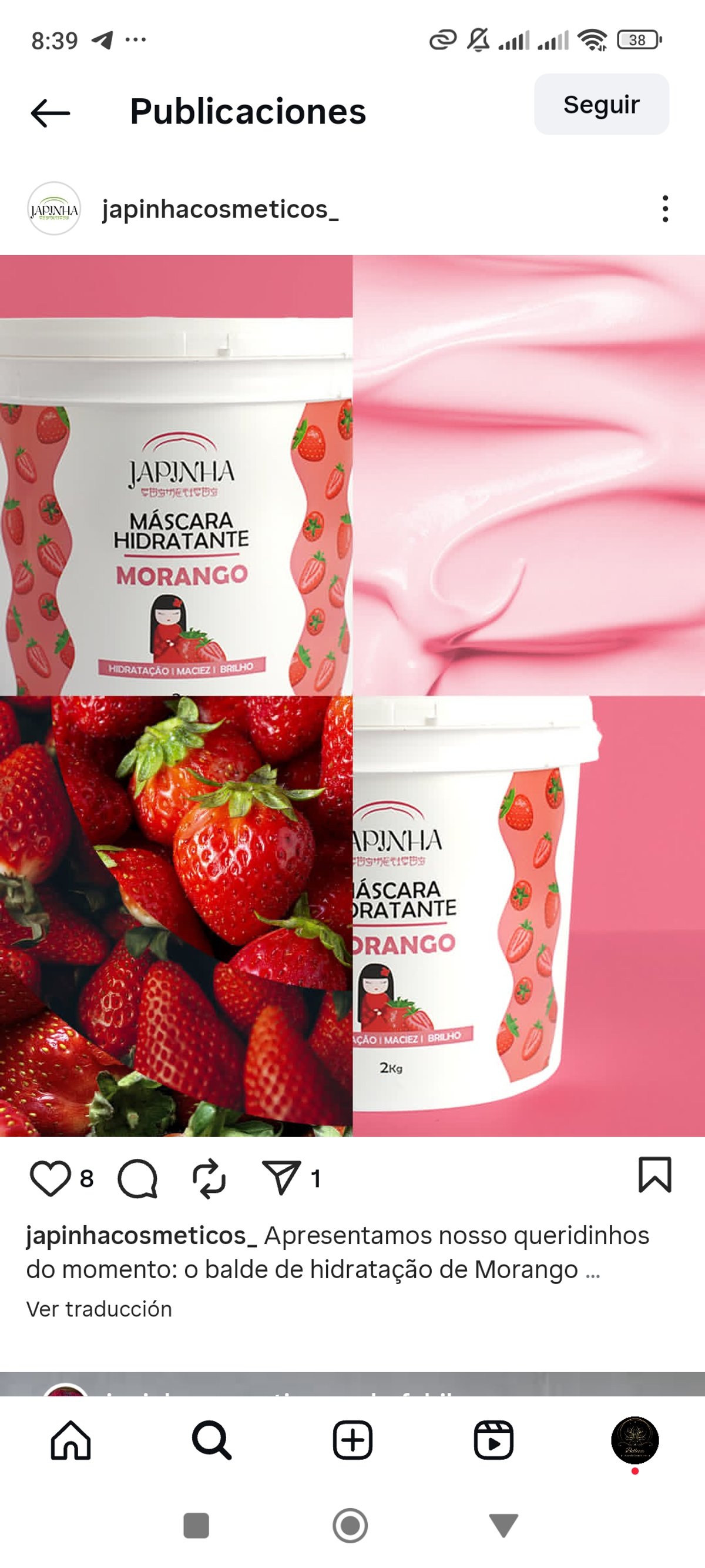 Máscara hidratación profunda 2kg🍓✨