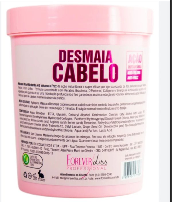 Máscara Ultra Hidratante Desmaia Cabelo de Forever 