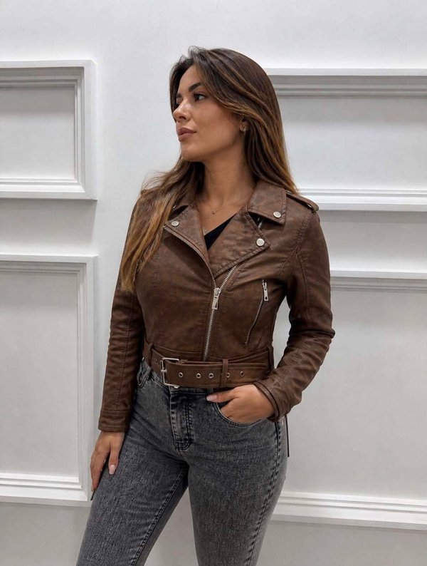 AGOSTO OFF - Campera de Cuero PU Brasilero