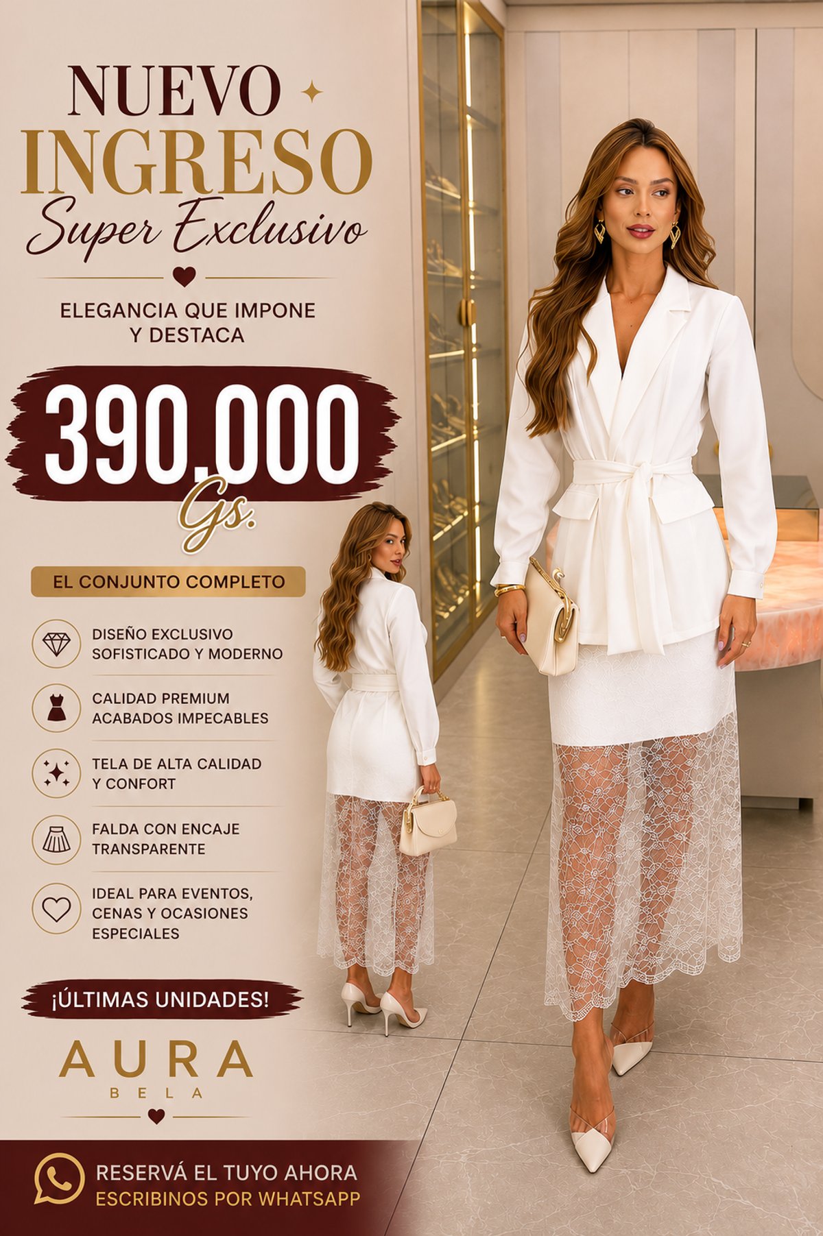 Conjunto Blazer con Pollera de Encaje  - 2