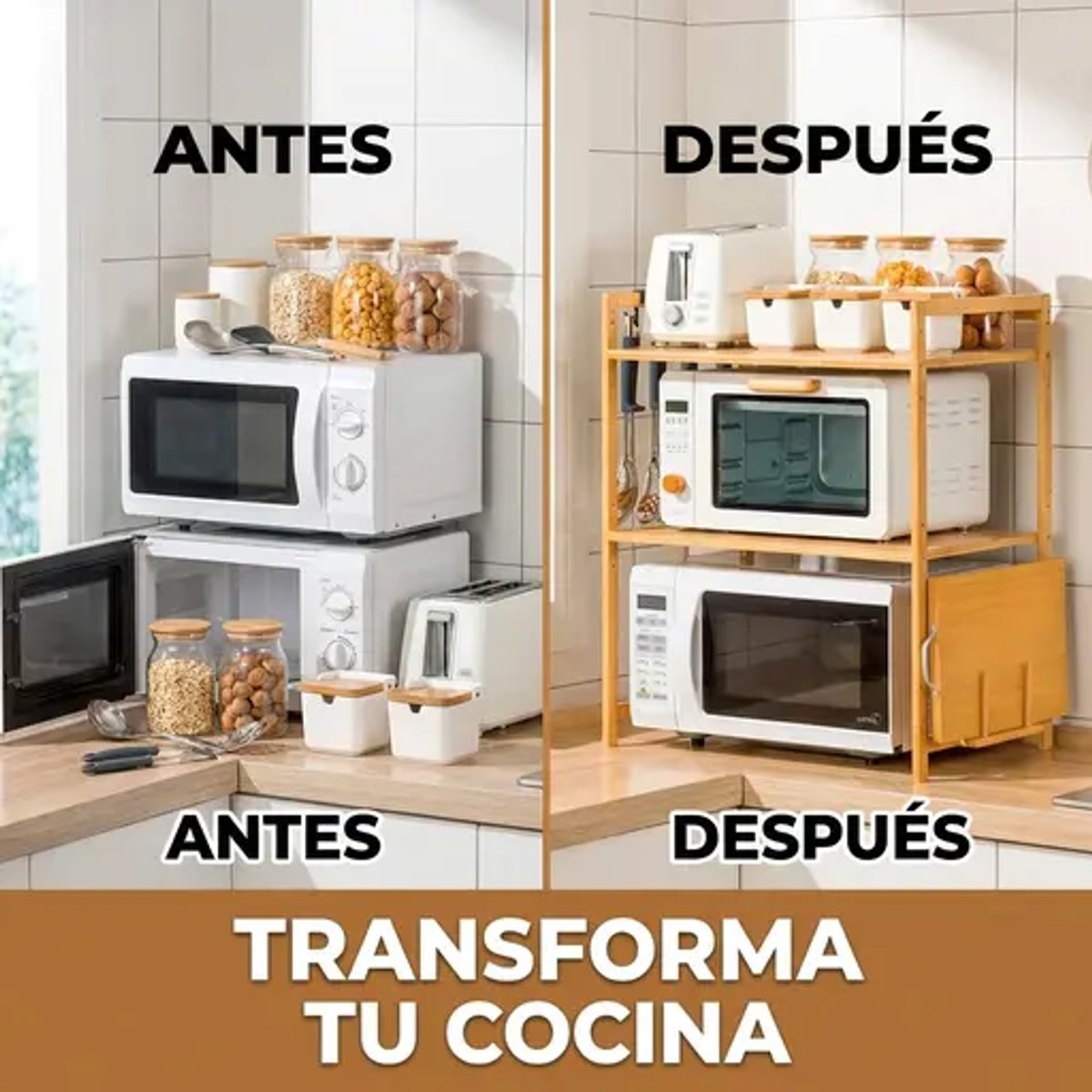 Organizador de Cocina 2 Estante de Bambú | Milhome - 2
