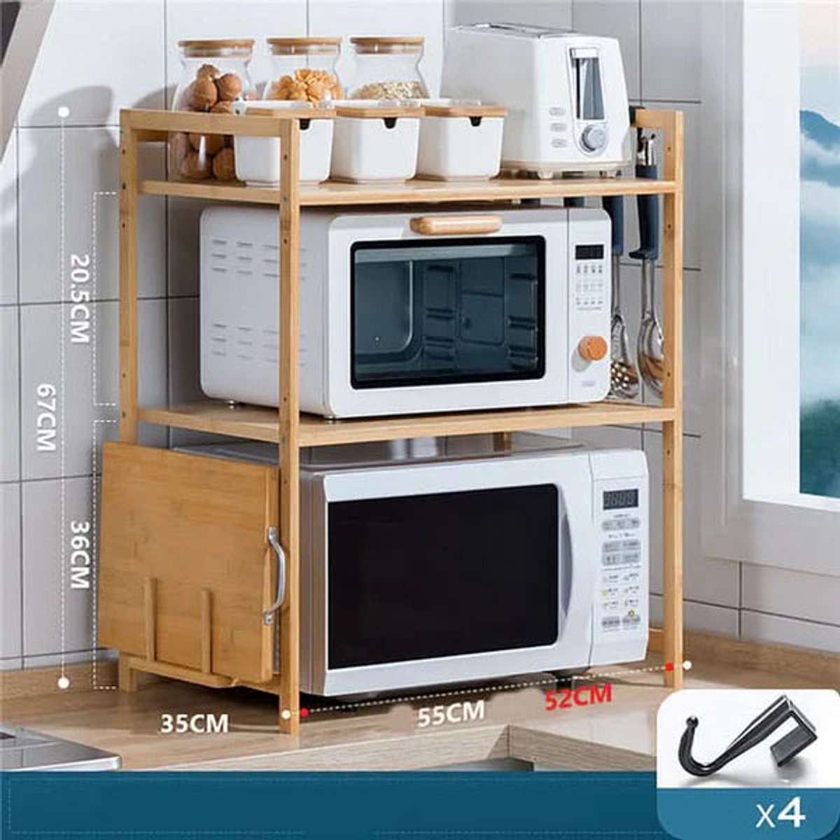 Organizador de Cocina 2 Estante de Bambú | Milhome - 4
