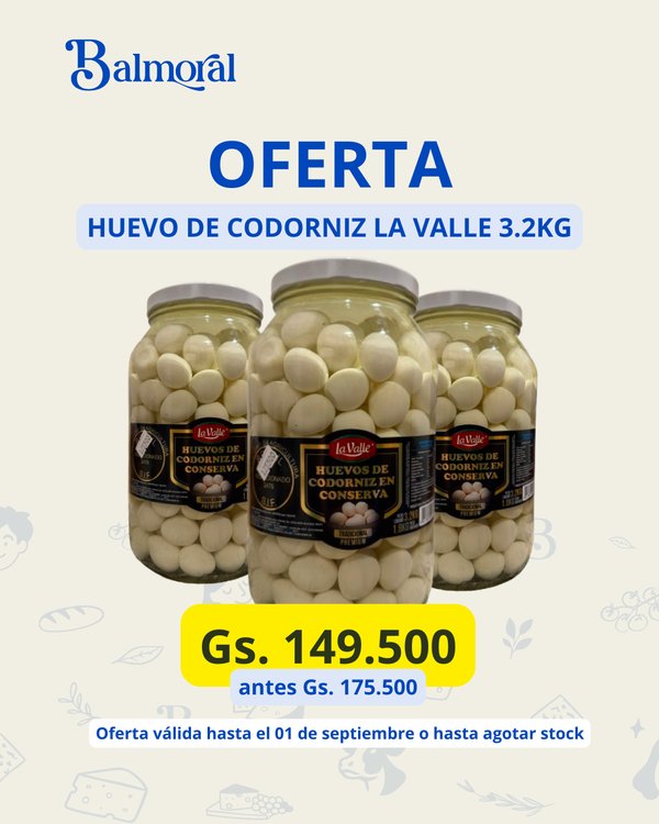 HUEVO DE CODORNIZ LA VALLE 3.2 KG