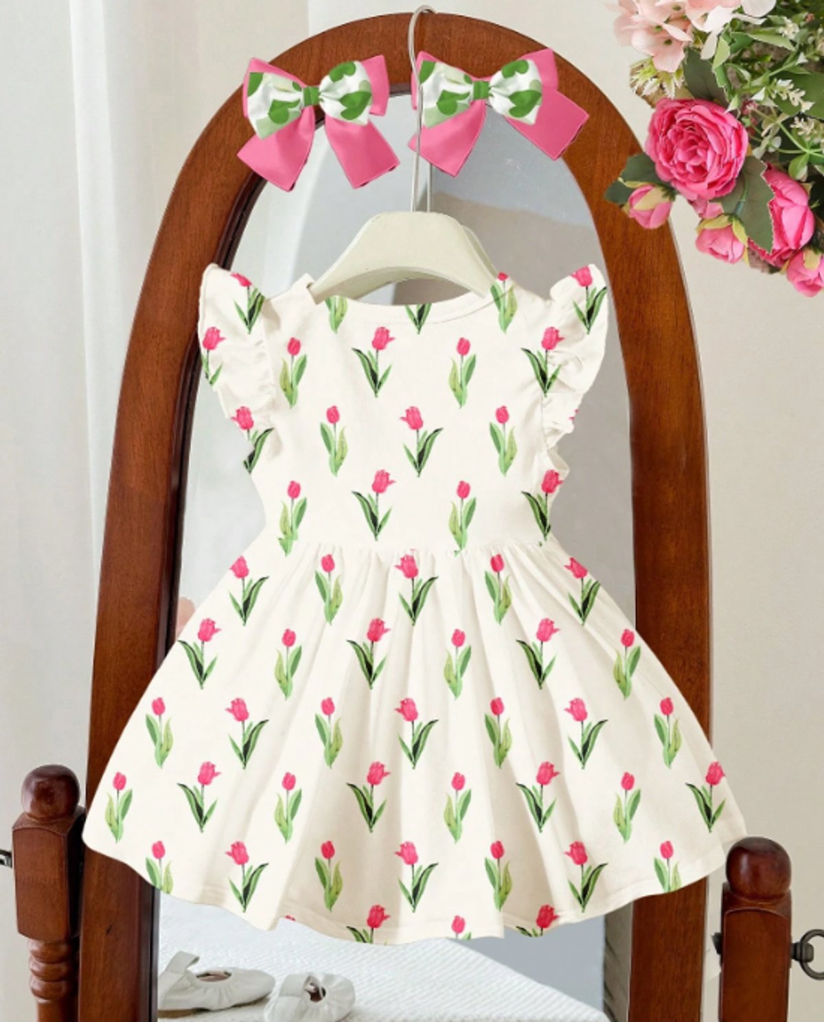 Vestido manga corta con estampado Tulipanes - 2