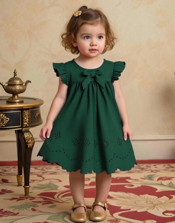 Vestido verde con moño