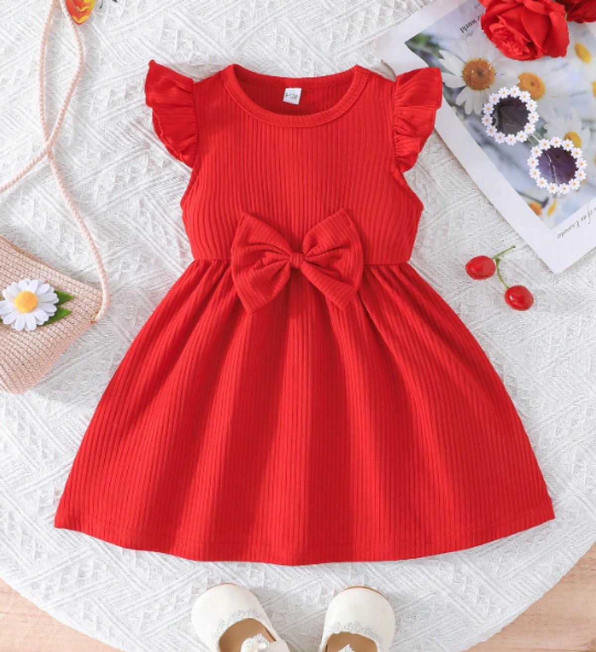 Vestidito rojo acanalado